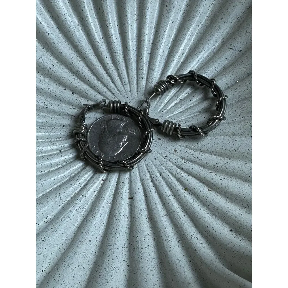 BOGO FREE BARB WIRE ROCKER HOOP EARRINGS